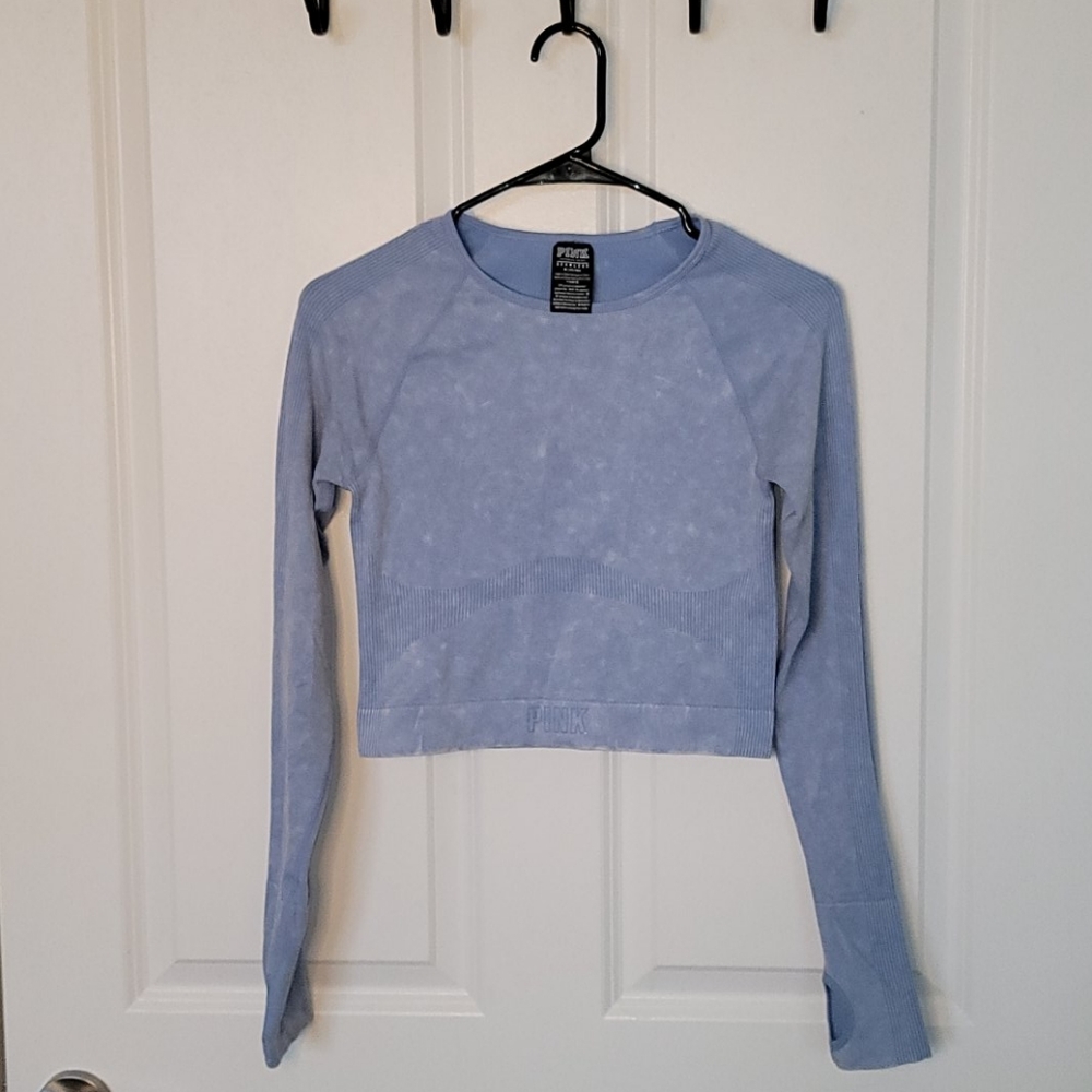 VS PINK Acid Wash Long Sleeve Workout Crop